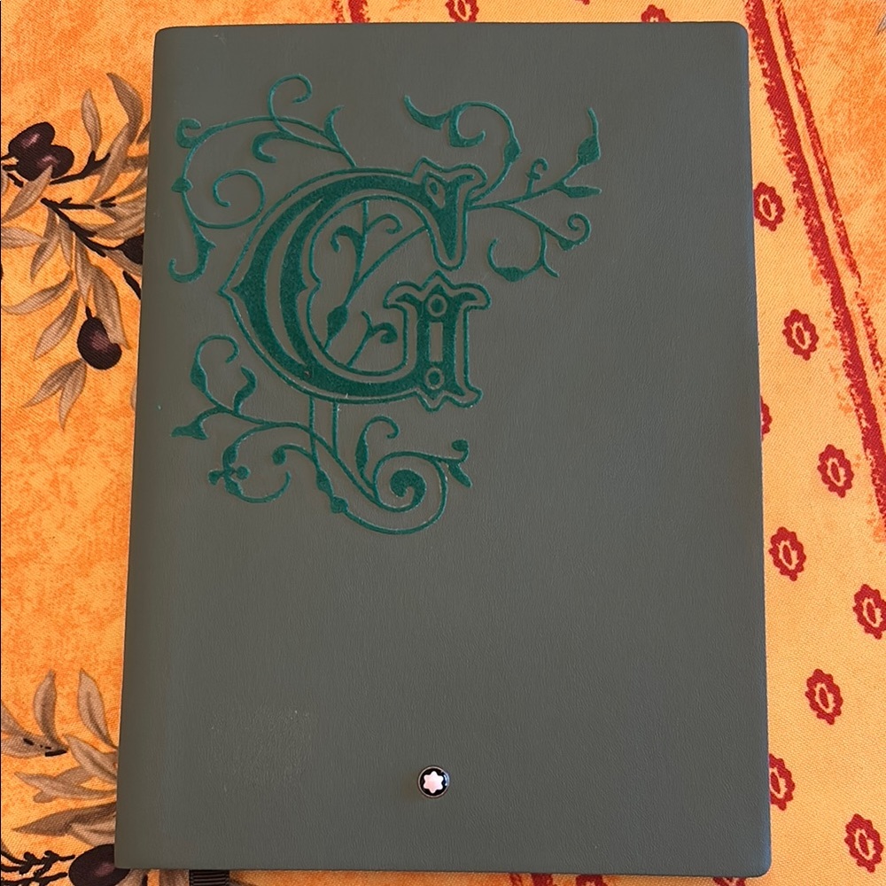 Green Embroidered Notebook with Monogram